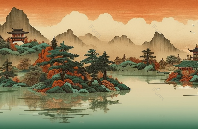 新中式水墨山水画风景插画,插画/手绘图,插画/手绘图库,插画/手绘图下载,插画/手绘